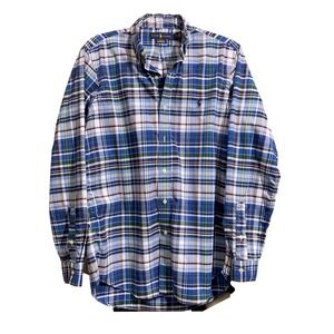 Ralph Lauren Performance Mens M Classic Fit Plaid Button Down Shirt Blue Green